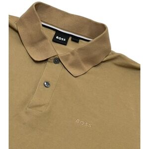 Hugo BOSS Mens Large Polo Shirt Brown Casual Golf Preppy Academia Minimalist